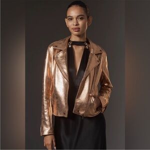 NWT. Anthropologie The Saige Metallic Moto Jacket. NEW